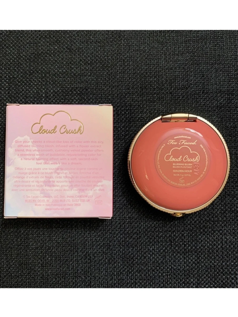 Too Faced Cloud Crush Blurring Blush - Golden Hour Diffused Satin -  New in Box
